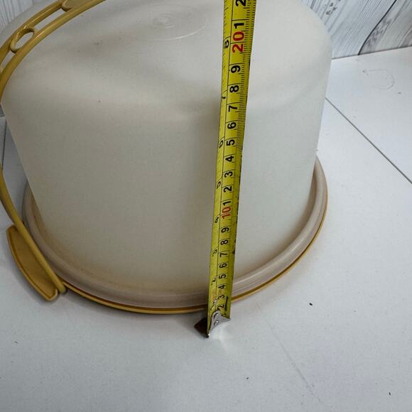 TUPPERWARE Tall Cake Carrier + Pie Tray 4 Pcs 1256-5 Harvest Gold Vintage - Picture 4 of 8